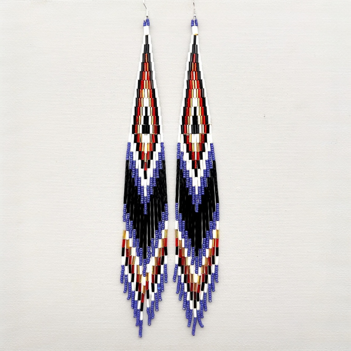 Black And Blue Beaded Shoulder Sweepers