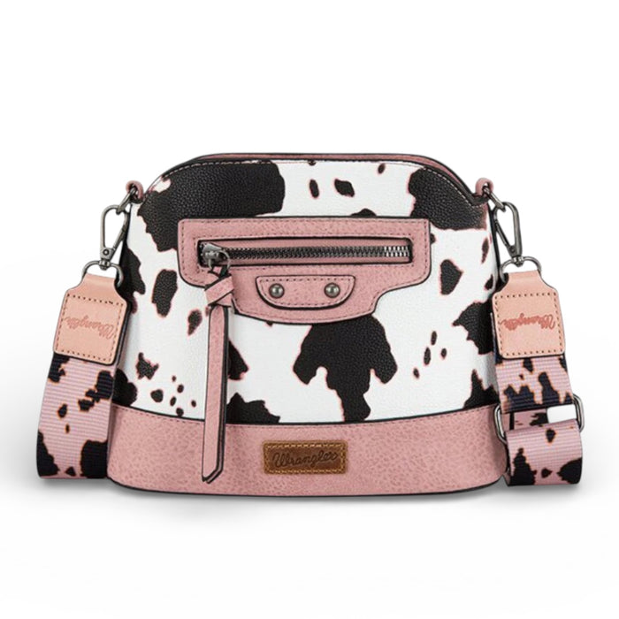 Wrangler Zippered Cow Print Crossbody Bag