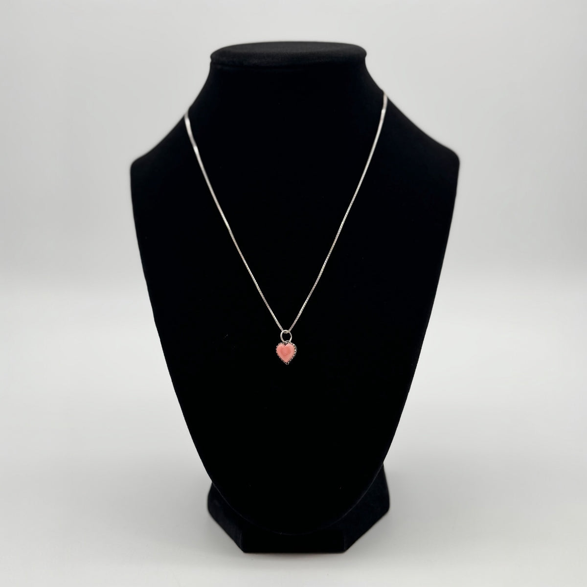 Tiny Pink Conch Heart Necklace