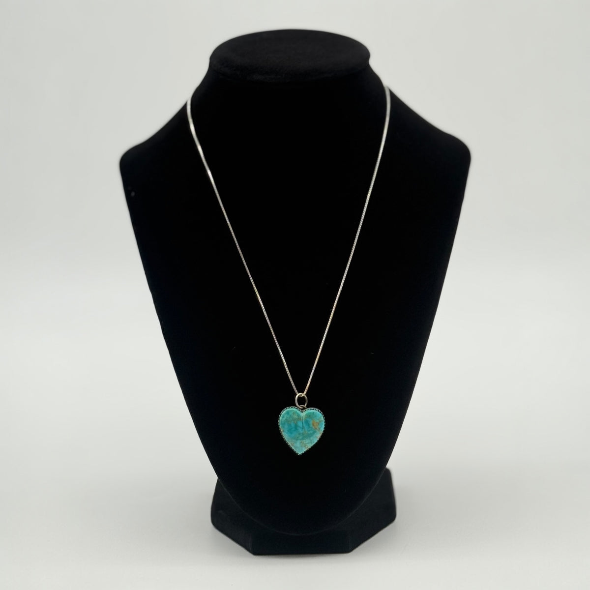 Large Sterling Silver Turquoise Heart Necklace