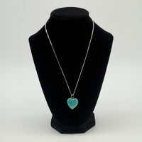 Large Sterling Silver Turquoise Heart Necklace