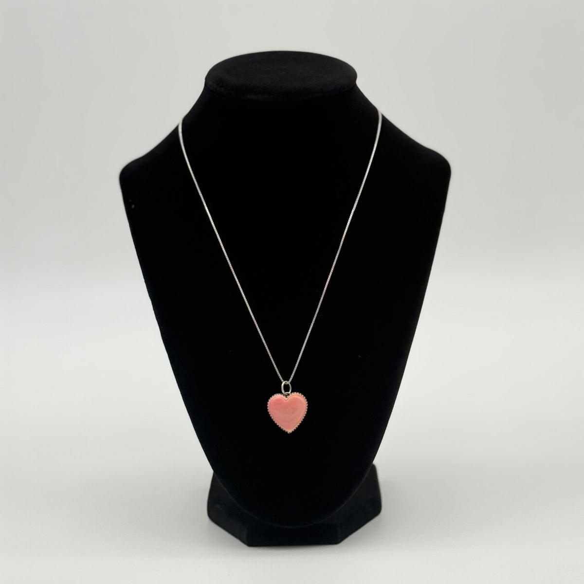 Large Pink Conch Heart Necklace