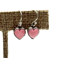 Tiny Pink Conch Heart Dangle Earrings