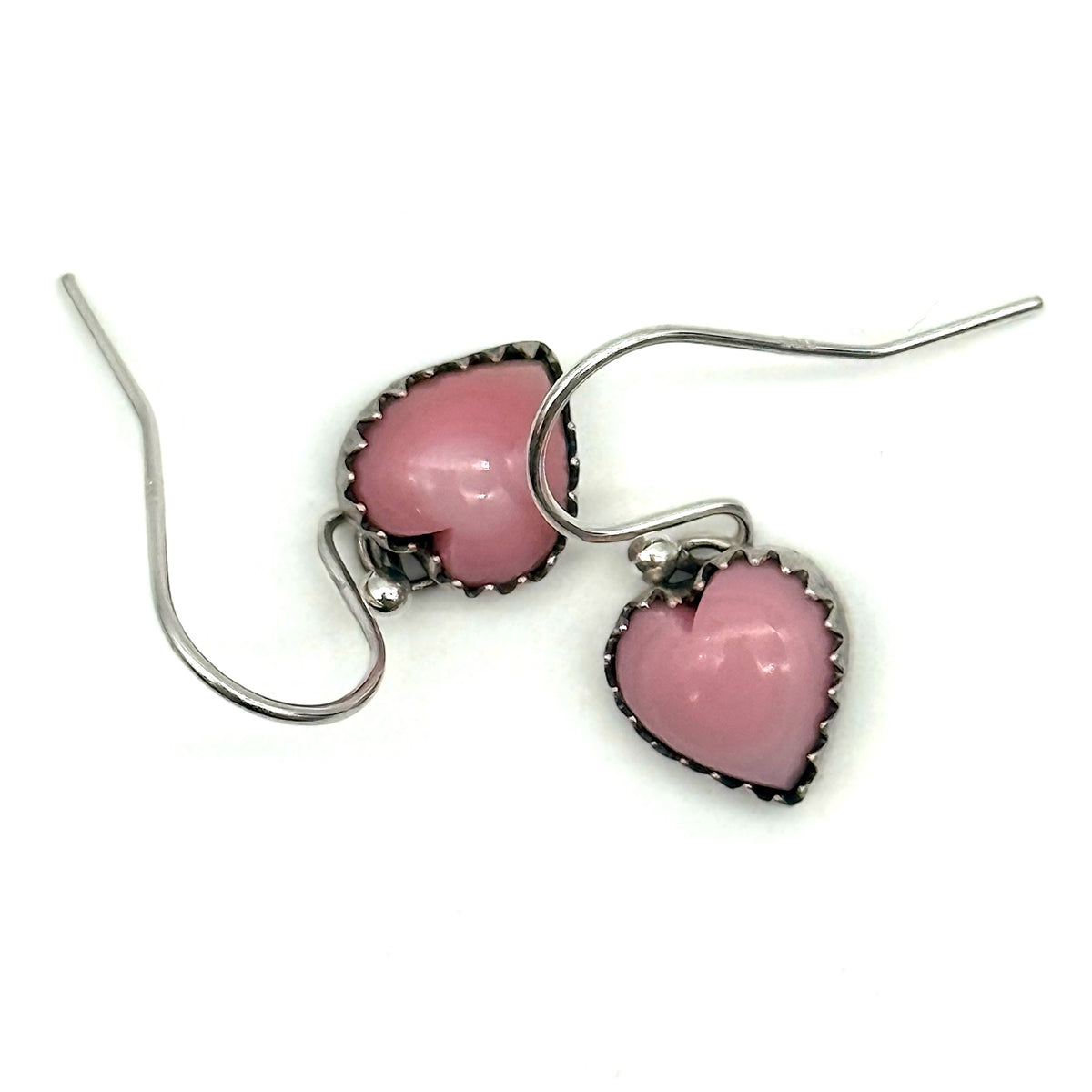 Tiny Pink Conch Heart Dangle Earrings