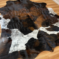 Large Brindle Long Hair Cowhide- Black/Brown