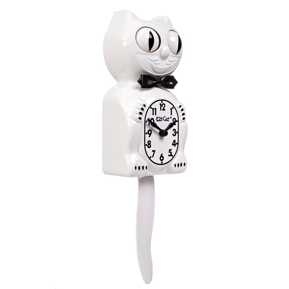 White Gentleman Kit-Cat Klock with Black Bow Tie