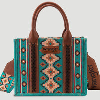 Wrangler Southwestern Print Small Canvas Tote/Crossbody -Dark Turquoise