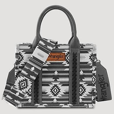 Wrangler Southwestern Print Small Canvas Tote/Crossbody -Black