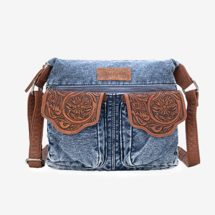 Wrangler Floral Tooled Denim Crossbody Jean