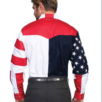 Scully Mens Long Sleeve Patriot Western Shirt Bold Stars And Stripes