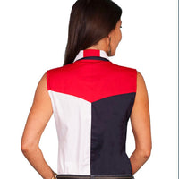 Scully Womens Sleeveless Patriot Western Shirt Bold Stars And Stripes