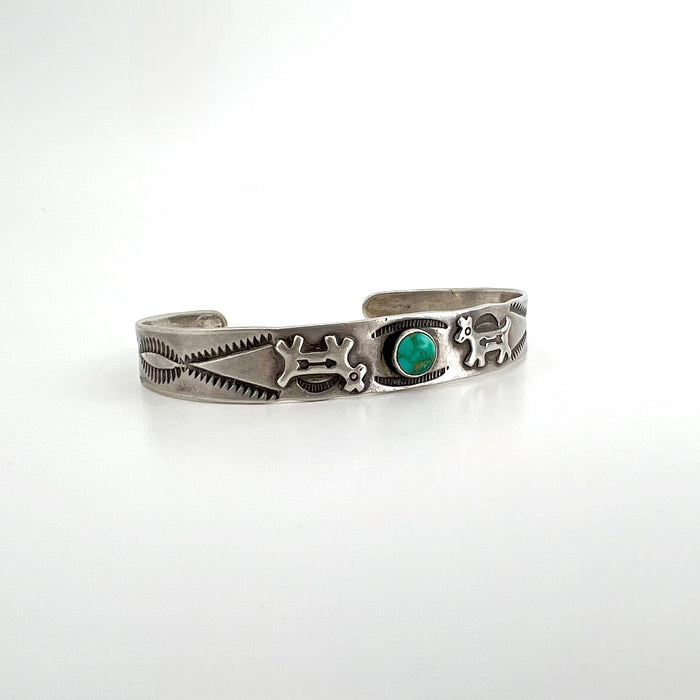 Vintage Fred Harvey Era Single Turquoise Cabochon Cuff