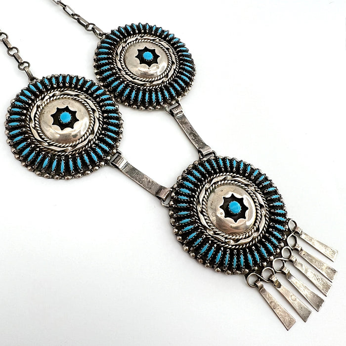 Vintage Needlepoint and Sterling Silver Necklace