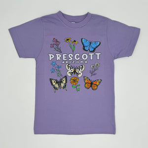 Kids Youth Butterfly and Flowers Prescott Arizona Tee