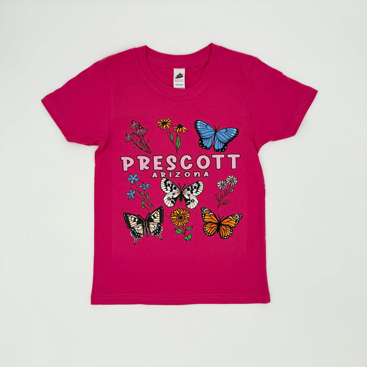 Kids Youth Butterfly and Flowers Prescott Arizona Tee