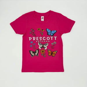 Kids Youth Butterfly and Flowers Prescott Arizona Tee