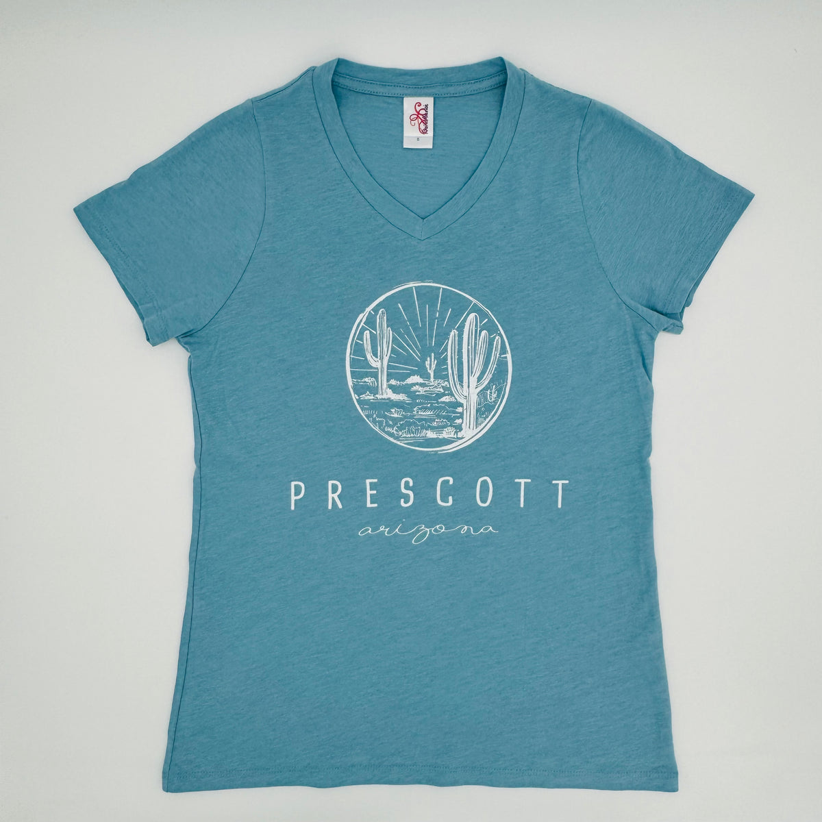 Women’s V-Neck Dusty Blue Cactus Shirt