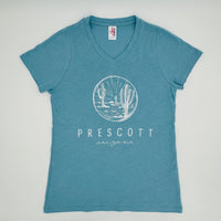 Women’s V-Neck Dusty Blue Cactus Shirt