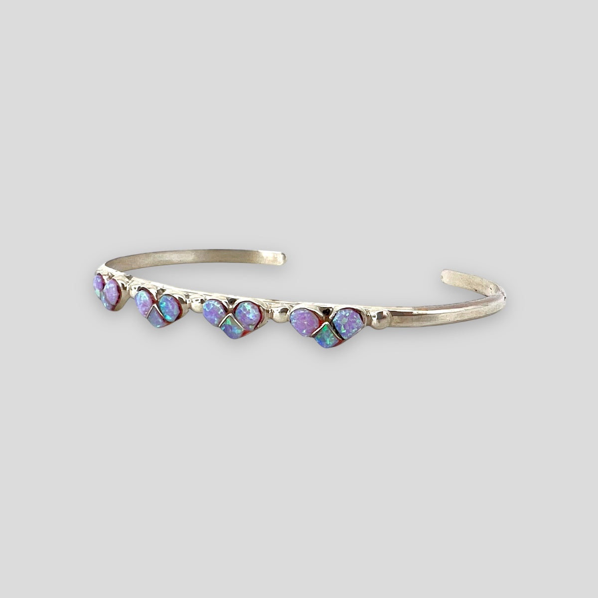 Handcrafted Purple/Pink Opal Heart Bracelet