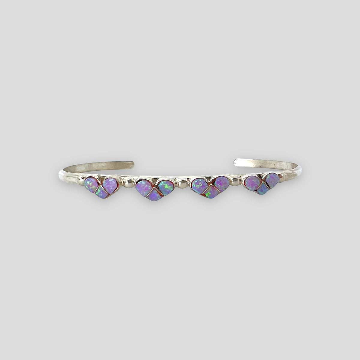 Handcrafted Purple/Pink Opal Heart Bracelet