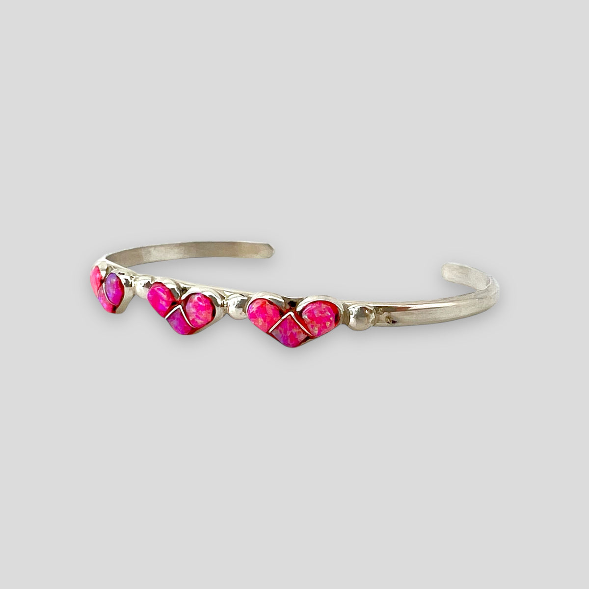 Handcrafted Kids Pink Opal Heart Bracelet