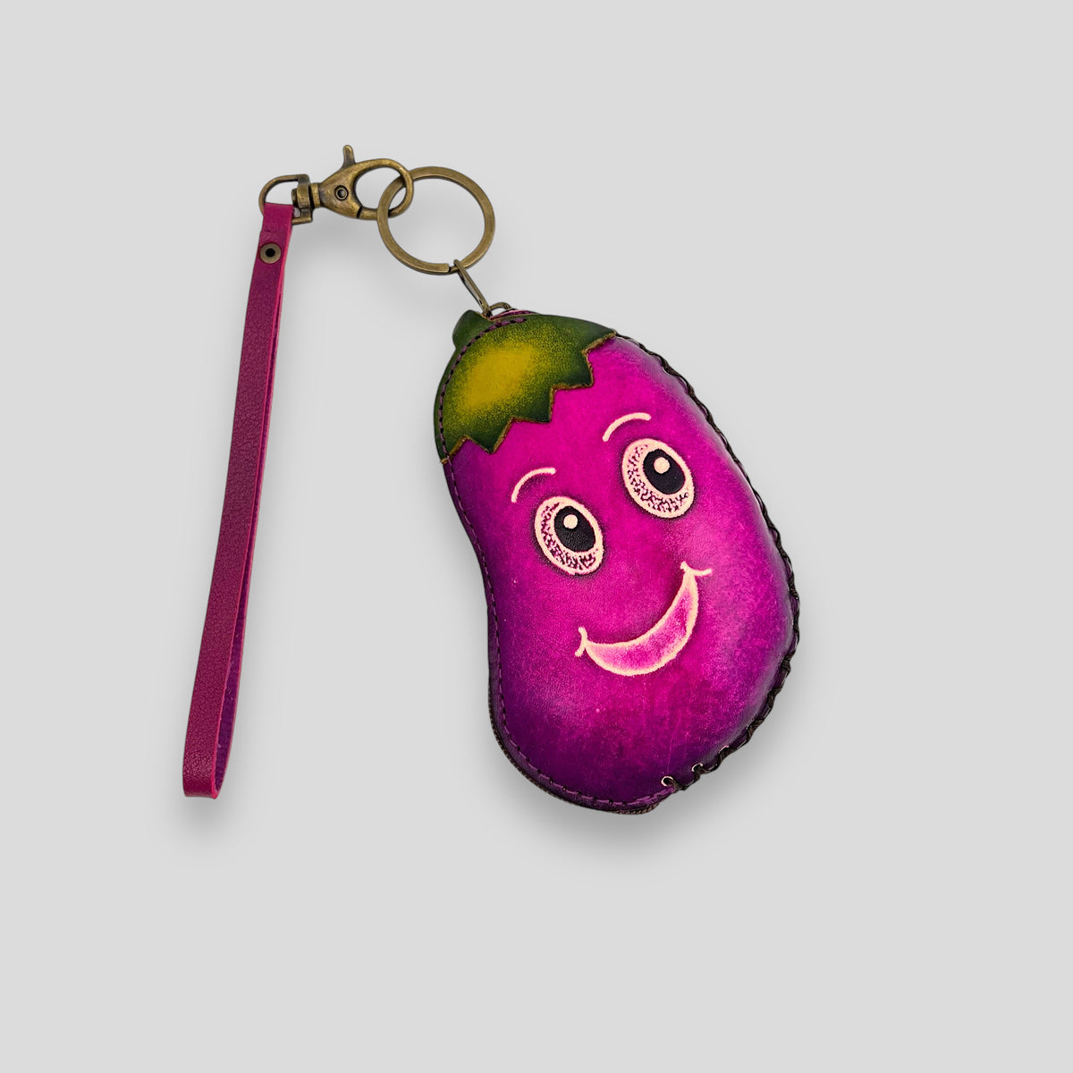 Small Eggplant Leather Wristlet