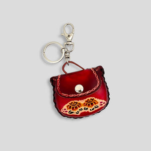 Tiny Leather Round Purse Keychain