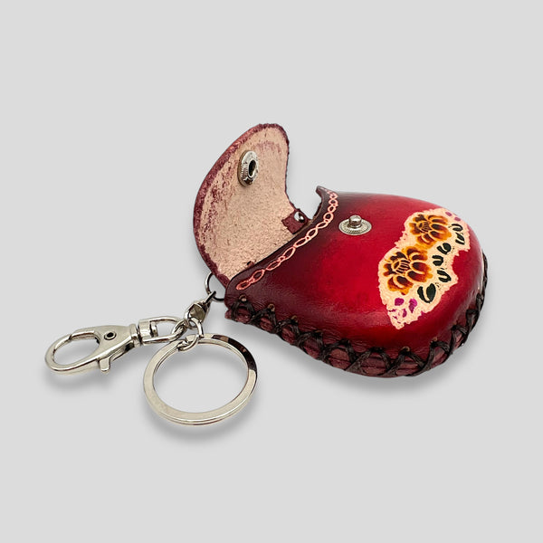 Tiny Leather Round Purse Keychain