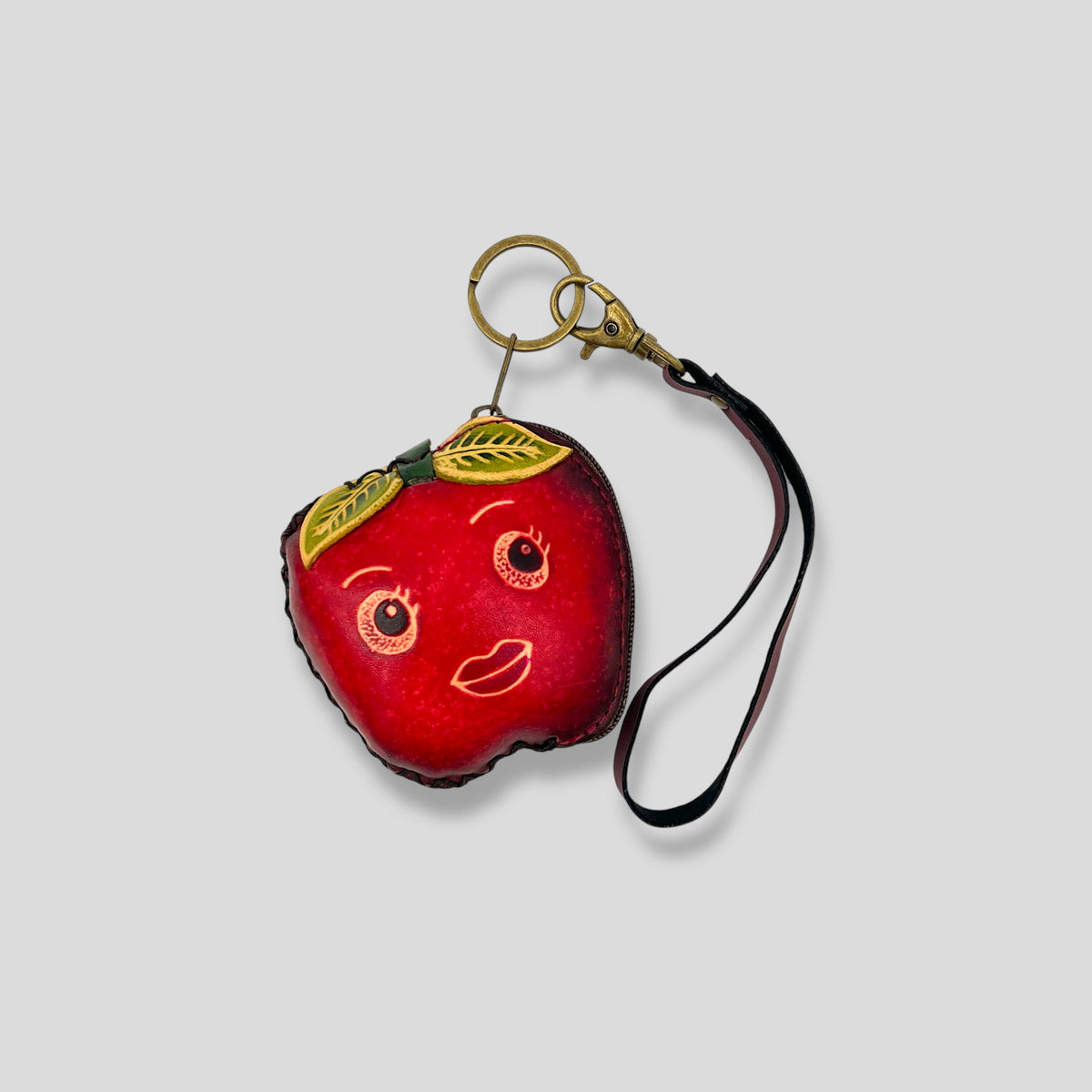 Small Apple Leather Wristlet