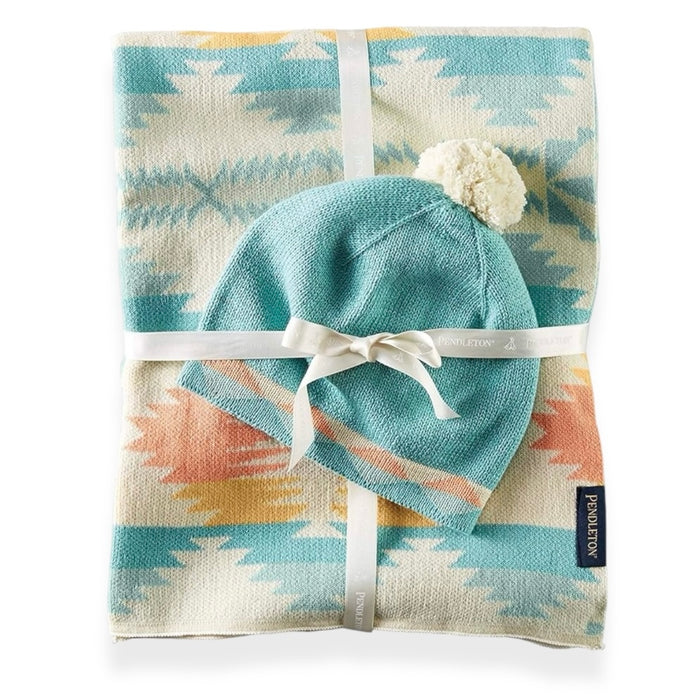 Pendleton Knit Baby Blanket with Beanie