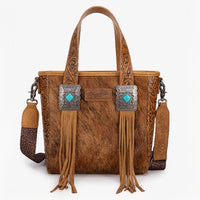 Wrangler Cowhide Fringe Concealed Carry Purse Brown