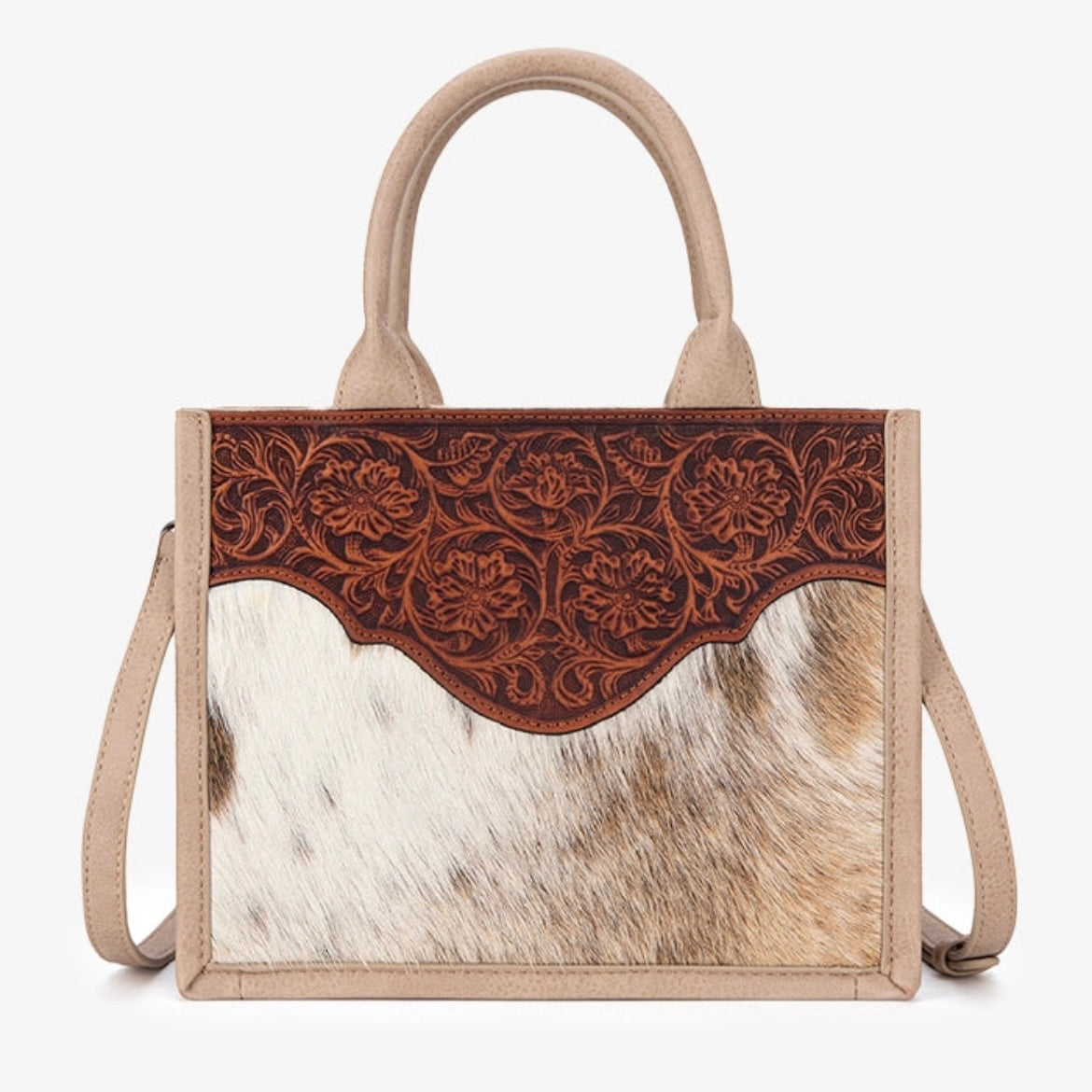 Trinity Ranch Embossed Floral Concealed Carry Tote Tan