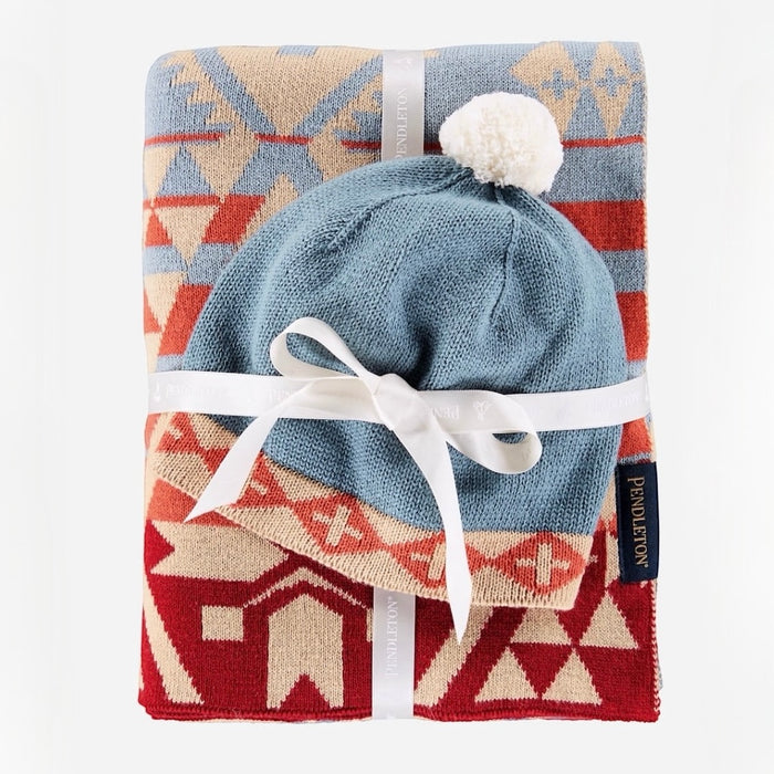 Pendleton Knit Baby Blanket with Beanie