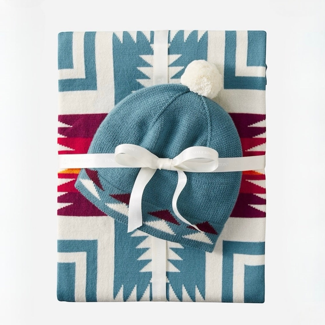 PENDLETON KNIT BABY BLANKET WITH BEANIE