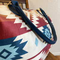 Cream Aztec Weekender Bag