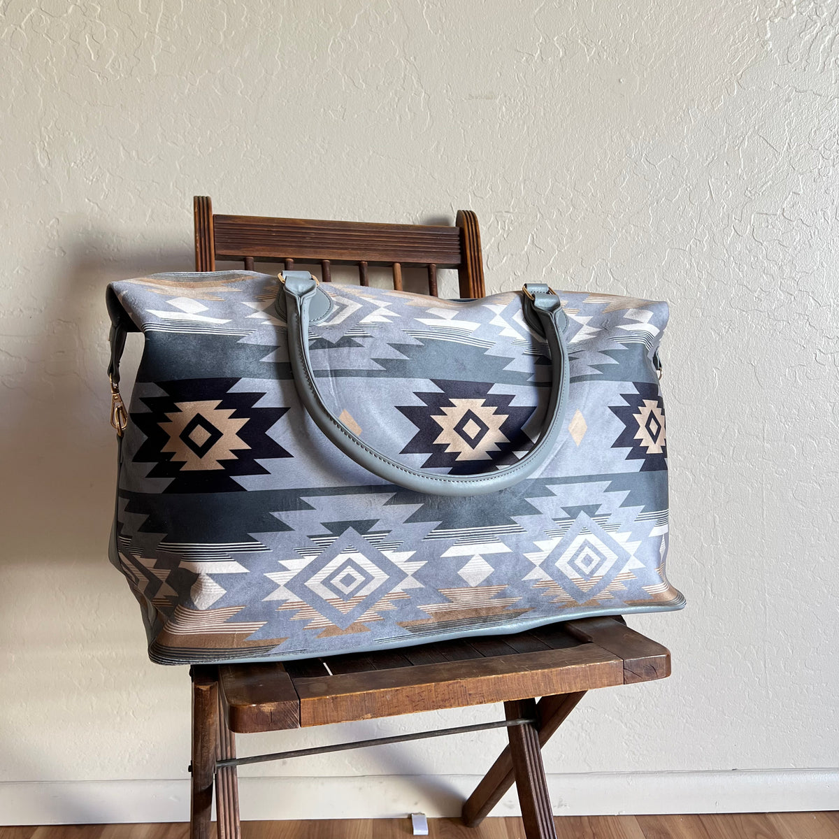 Grey Aztec Weekender Bag