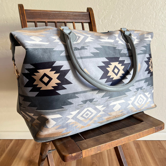 Grey Aztec Duffel Bag