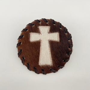 Cowhide Cross Coasters