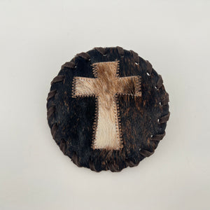 Cowhide Cross Coasters