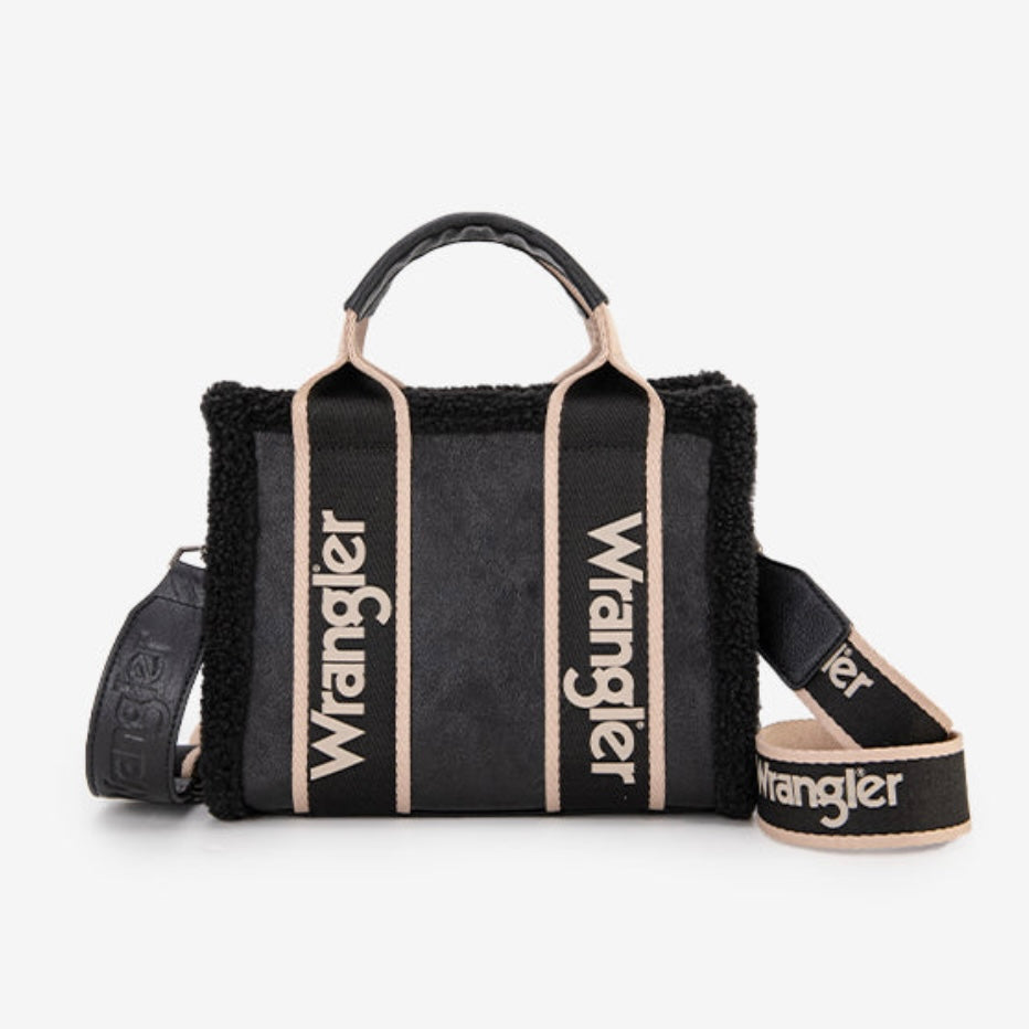 Wrangler Sherpa Small Canvas Tote/Crossbody - Black