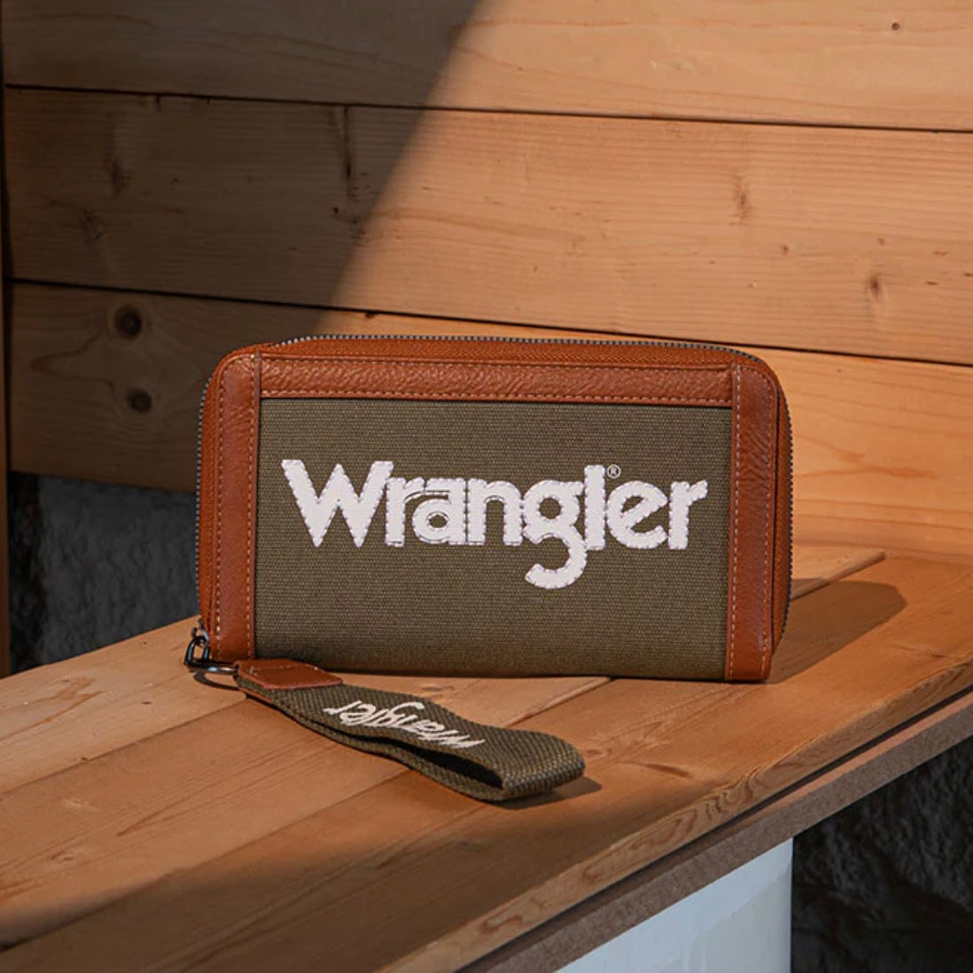 Wrangler Leather Trim Canvas Wallet - Army