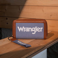 Wrangler Leather Trim Canvas Wallet - Jean