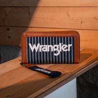 Wrangler Leather Trim Canvas Wallet - Navy