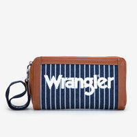 Wrangler Leather Trim Canvas Wallet - Navy