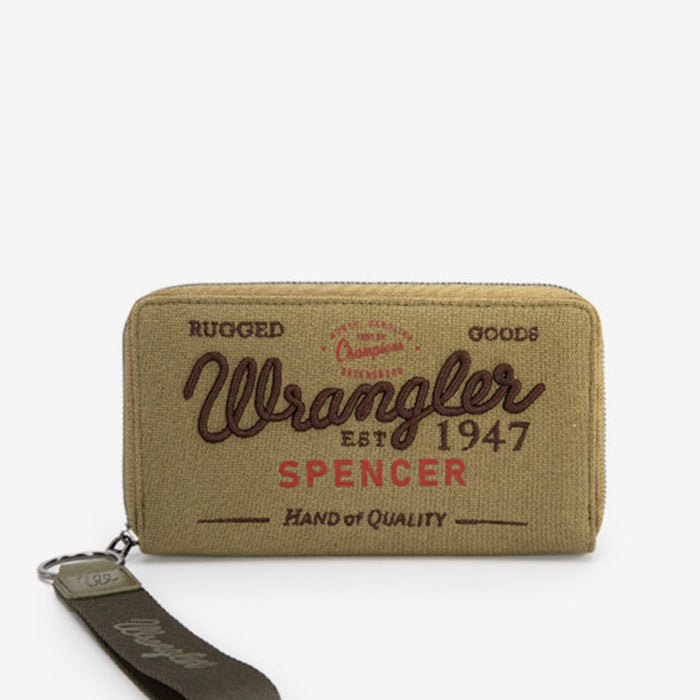 Wrangler Letters Embroidered Canvas Wristlet - Green