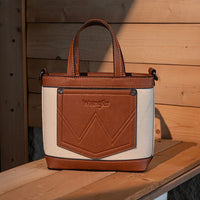 Wrangler Leather Trim Canvas Crossbody Bag - Tan