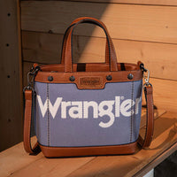 Wrangler Leather Trim Canvas Crossbody Bag - Jean