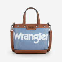 Wrangler Leather Trim Canvas Crossbody Bag - Jean