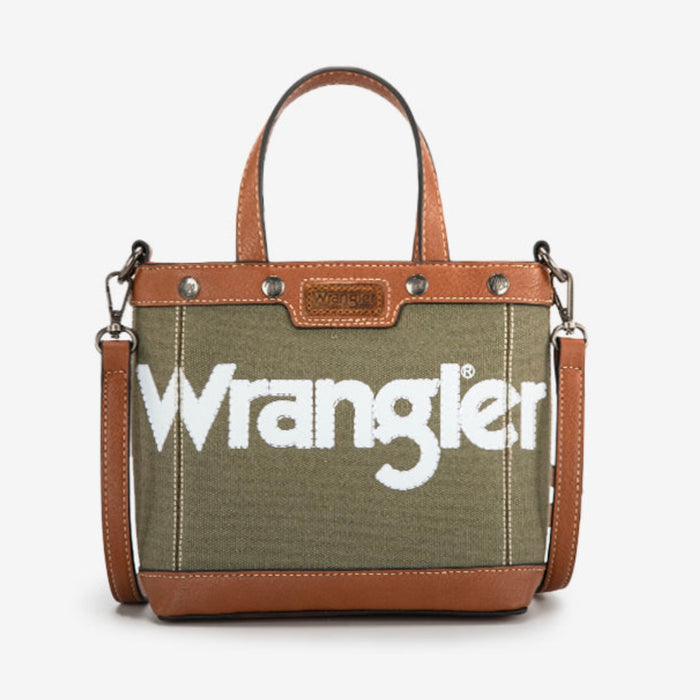 Wrangler Leather Trim Canvas Crossbody Bag - Army
