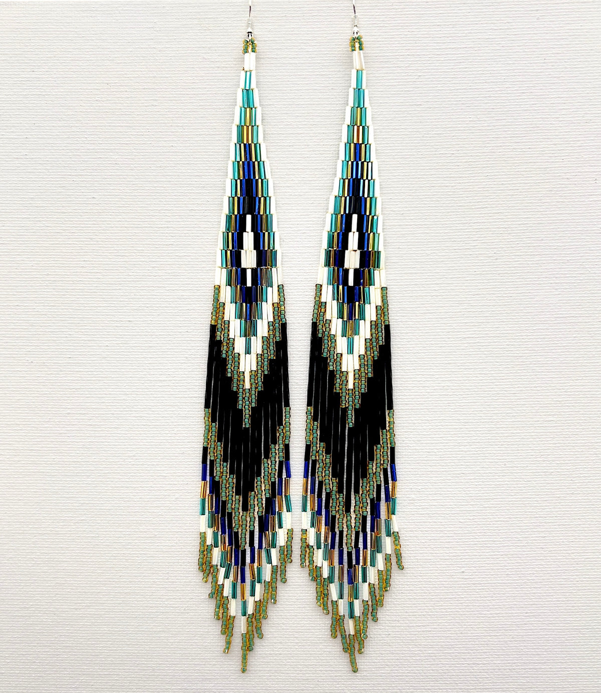 Black And Green Beaded Shoulder Sweepers